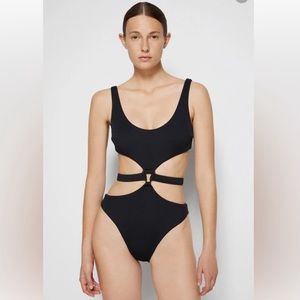 Jonathan Simkhai Black Emelia Belted One piece SIZE L